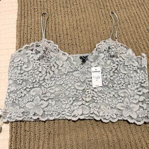 Express Gray Lace Tank Top